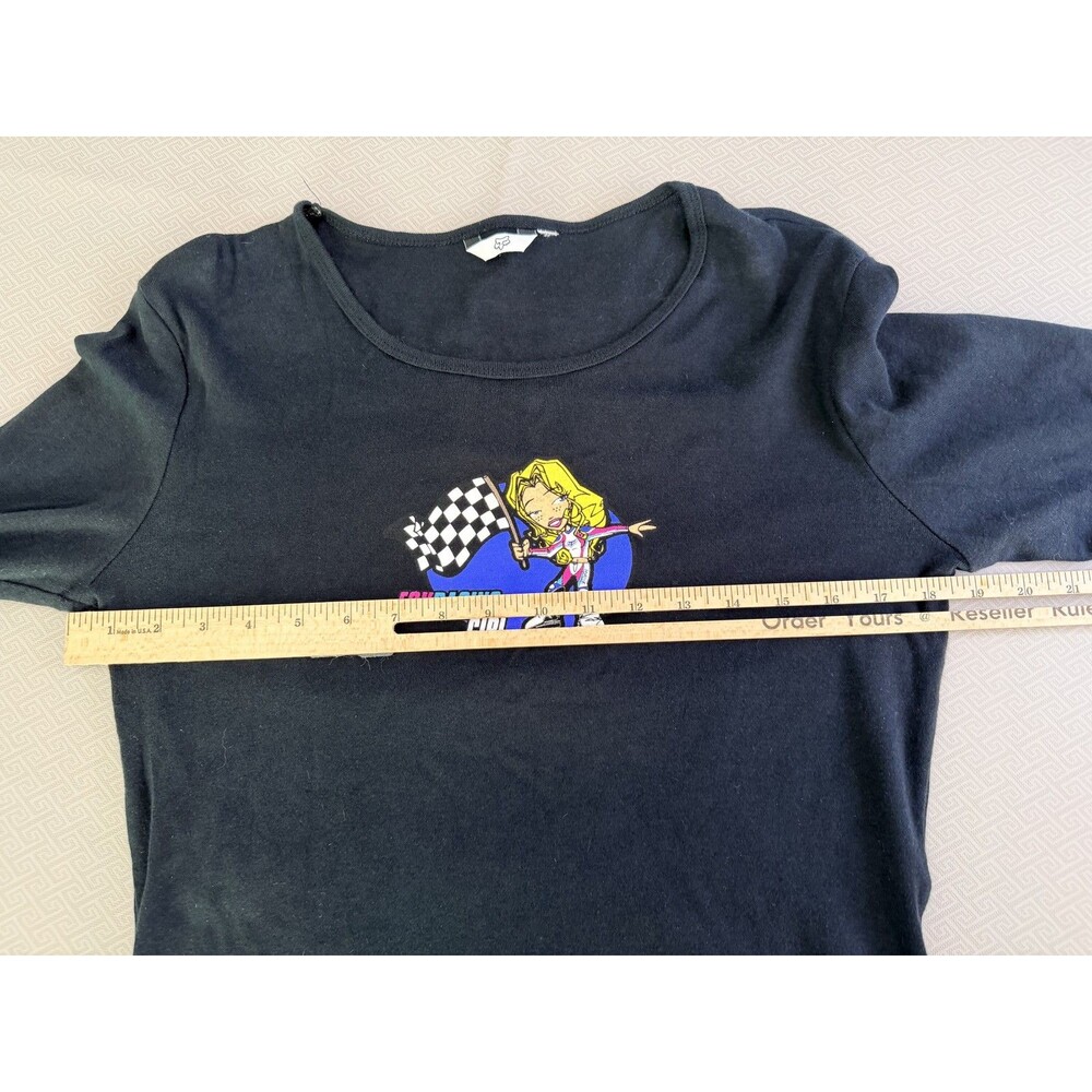 Fox Racing Girl Long Sleeve T-Shirt Women's Black Graphic Print Pullover Top - Picture 4 of 9
